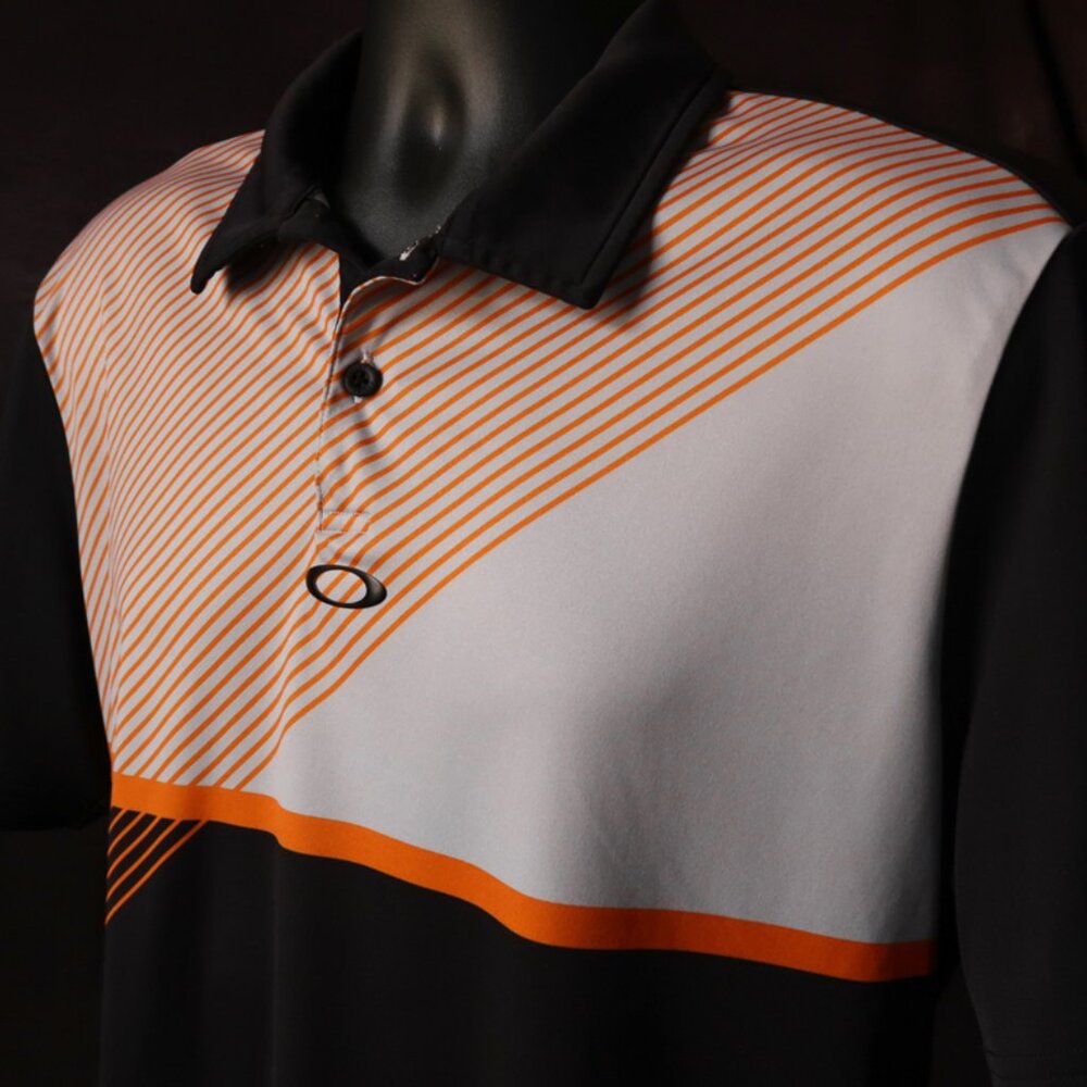 Oakley HydroLix Black Orange Striped Polo (L) ⛳️ - Picture 11 of 14